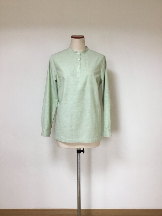 リーフグリーン     コットンシャツ