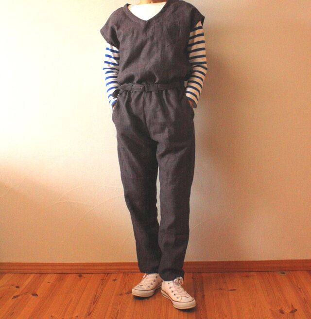 sale! ウォッシュリネン　フレンチスリーブベスト