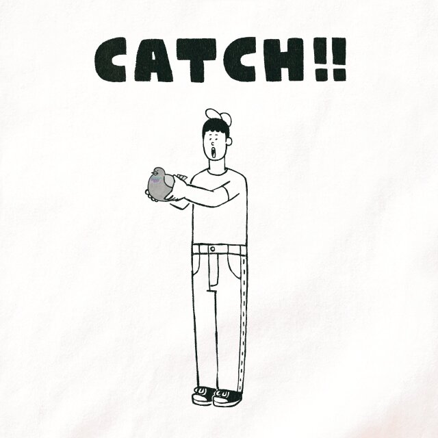 半袖 Tシャツ 『ハトキャッチ！！・男子』 メンズ レディース ペア 鳥