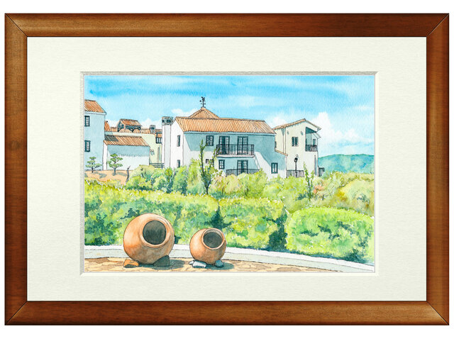 世界で1枚の絵 水彩画原画「志摩地中海村」 | iichi 日々の暮らしを