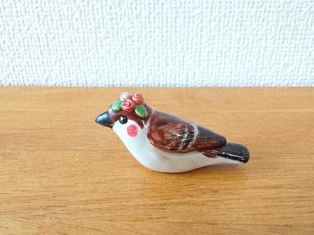 花小鳥/小(陶)スズメ・薔薇の画像1枚目
