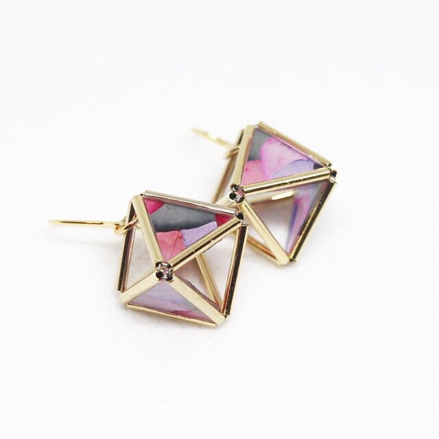 あじさいピンクスクエアピアス