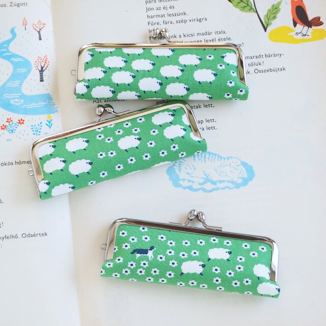 □がま口印鑑ケース 【Lサイズ】 / もこもこひつじ□ hanko case (hj