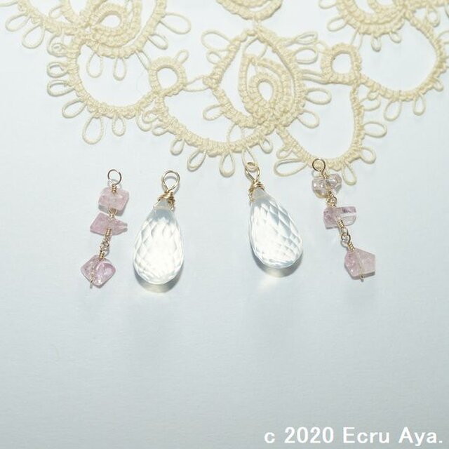*春の日に*ムーンクォーツとピンクトルマリンの2wayピアスチャーム