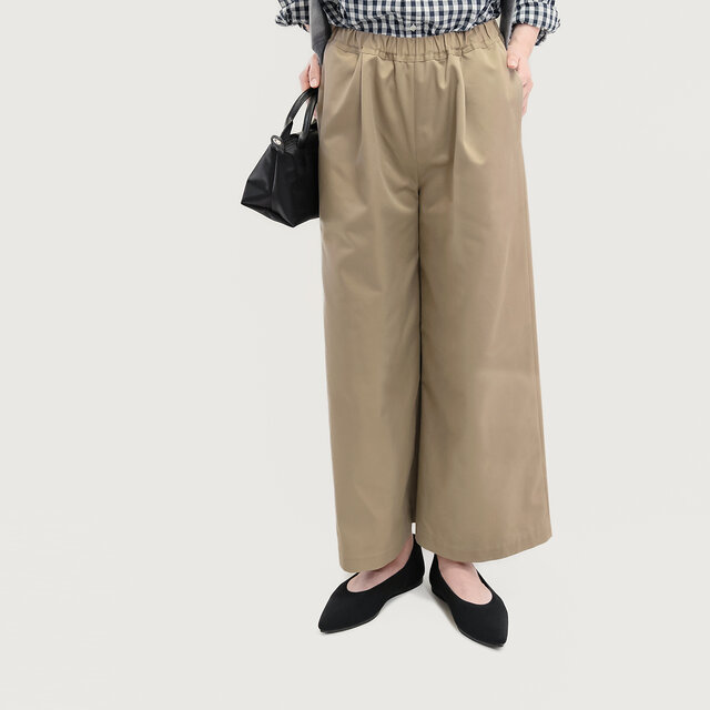 チャーミングにチノを 年間OK ワイドパンツ ベージュ 綿混 ●DUNE-WP-BE●