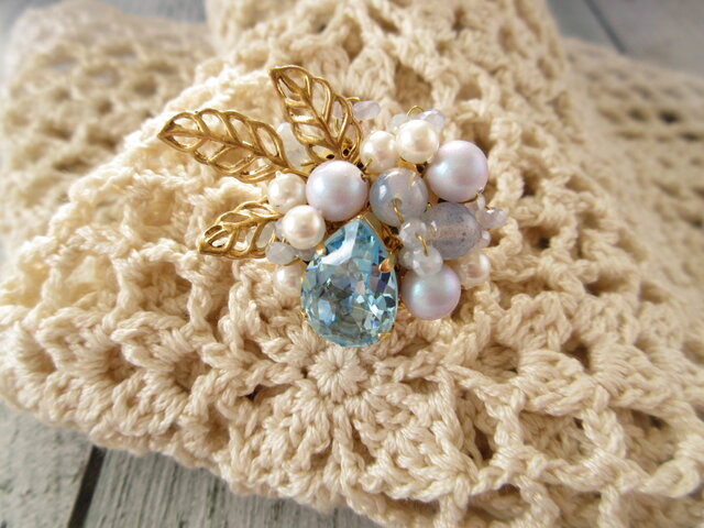SALE Hair Accessory ポニーフック 葉っぱ スワロフスキー