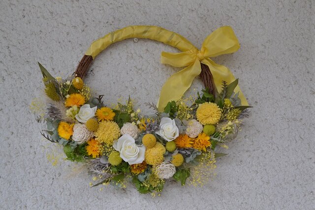 たんぽぽイエローのリースブーケ＊フラワータイ＊ヘッドパーツ5