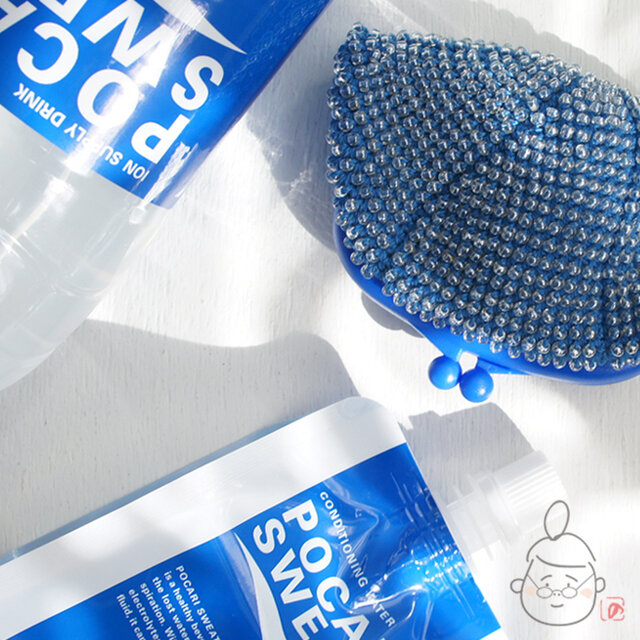 ばあば作☆☆ガラスビーズのプラがま（marineblue・1115)