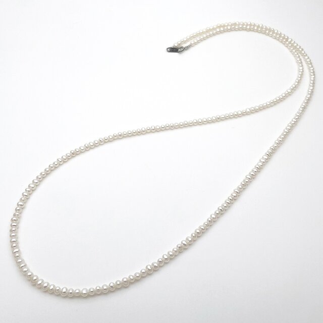 本真珠ロングネックレス 80cm ベビーパール 極小粒 3mm 淡水 卒業入学 結婚式 70cm 85cm 90cm 120cm