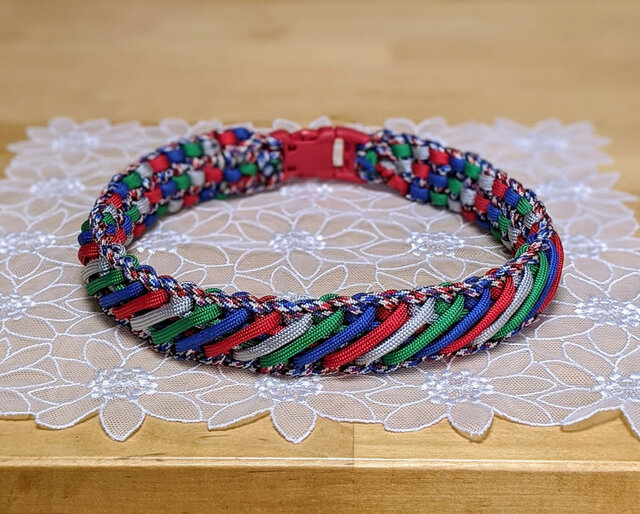 パラコード首輪❥太め❥中型犬　パープル×水色　№033 パラコード首輪❥太め❥中型犬 パープル×水色 №033 犬 首輪 太め