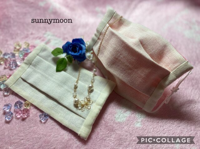 【送料無料】sunnymoonリネンプレミアム布プリーツマスクの画像1枚目