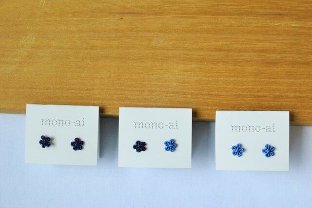 刺繍レース藍染ピアス(+ノンホールタイプ)の画像1枚目