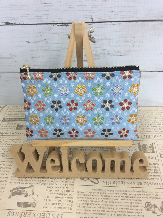 京都・西陣織・金襴の生地で仕立てた和柄のポーチ