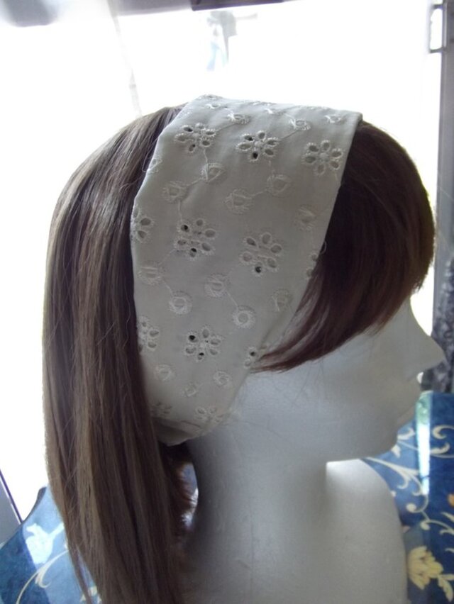 生成り綿レースのヘアバンド