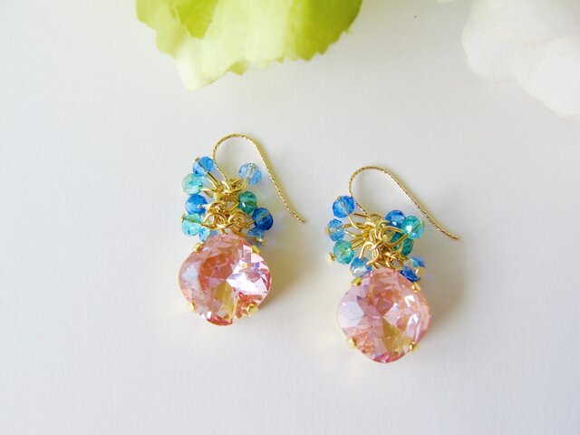 14kgf 2021 s/s新色Swarovski *Spring walk* ピアスorイヤリングの画像1枚目