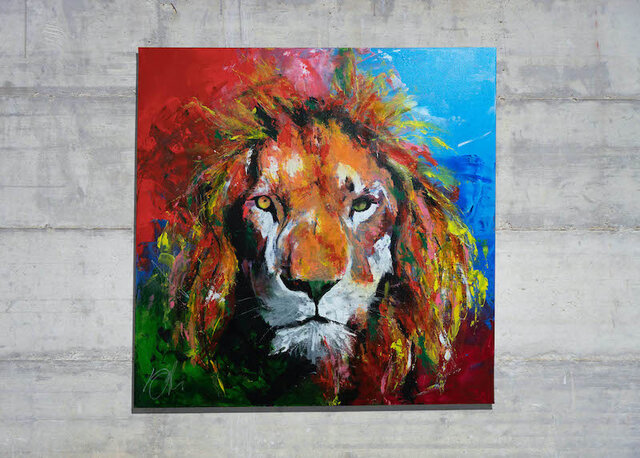 LION / 1メートル正方形キャンバス作品。の画像1枚目