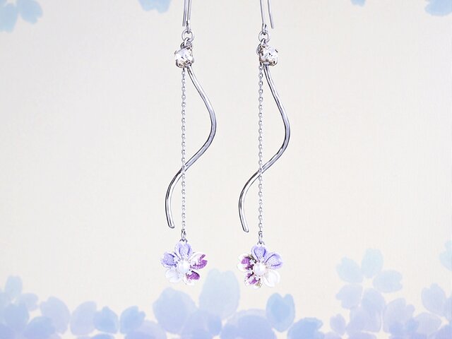 ふんわりチュール 八重桜 ピアス | Loiseau blue オンリーワンな