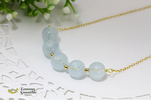 爽やかに存在感♪ 3月誕生石 アクアマリン 14kgf ネックレス | iichi