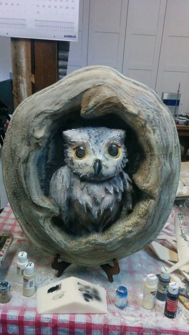 フクロウの巣3d彫刻 Iichi ハンドメイド クラフト作品 手仕事品の通販