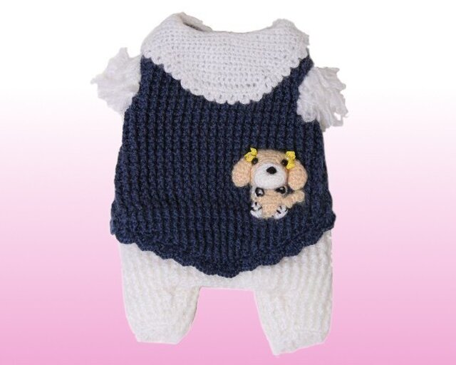 胸46 50オーダー手編み 手作りのわんちゃん犬服つなぎ 秋冬 Iichi ハンドメイド クラフト作品 手仕事品の通販