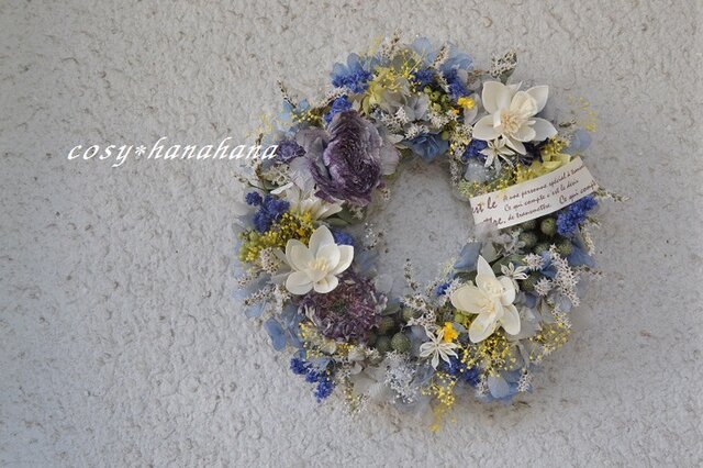 【母の日2020】ファンタジーブルーの花wreathの画像1枚目