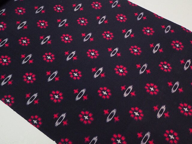 u0011 反物 ウール 花文様着物地 未使用☆古布・古裂の画像1枚目