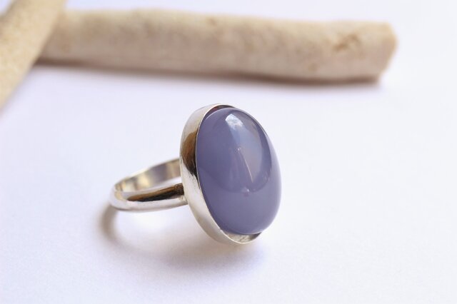 天然色ブルーカルセドニーAAA Silver Ring の画像1枚目
