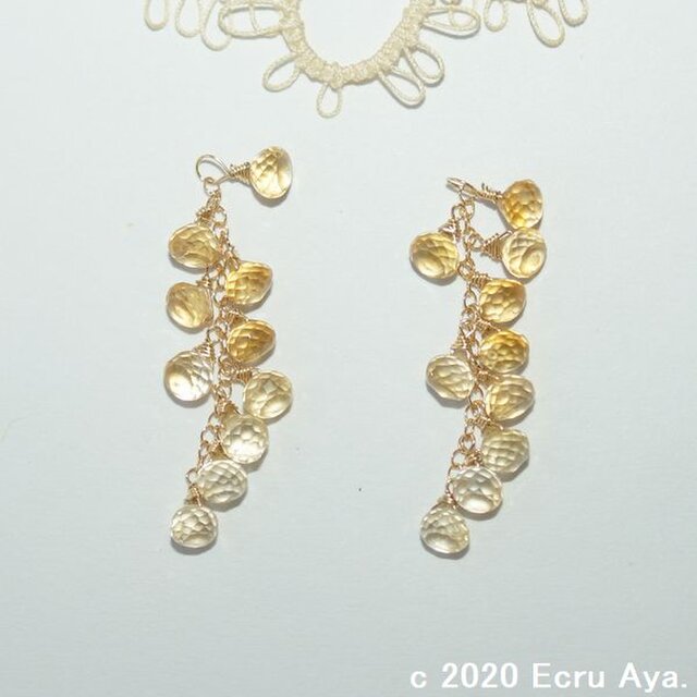 *優雅*シトリンのミモザのピアスチャーム