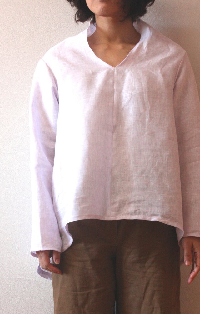 リネンのプルオーバー　パウダーピンク