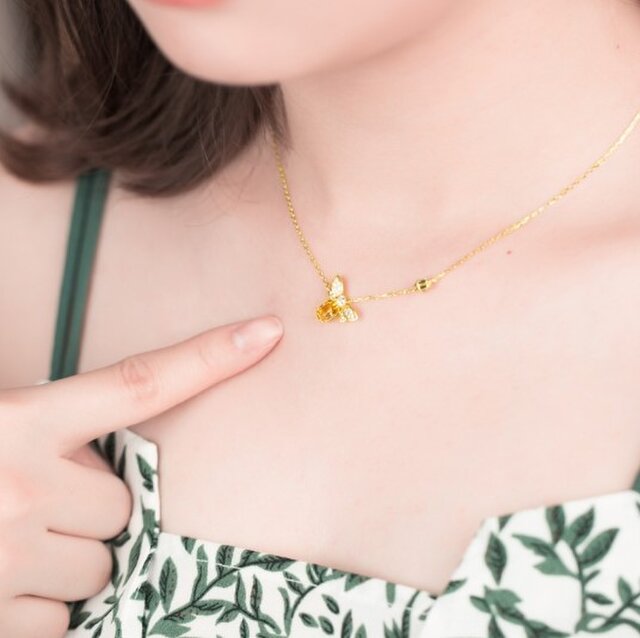 受注制作＞蜜蜂のペンダント 可愛い スタイリッシュ シトリン 11