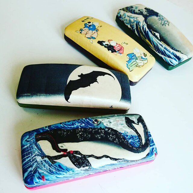一閑張り『浮世絵ケース』メガネやペン、アクセ入れに♪の画像1枚目