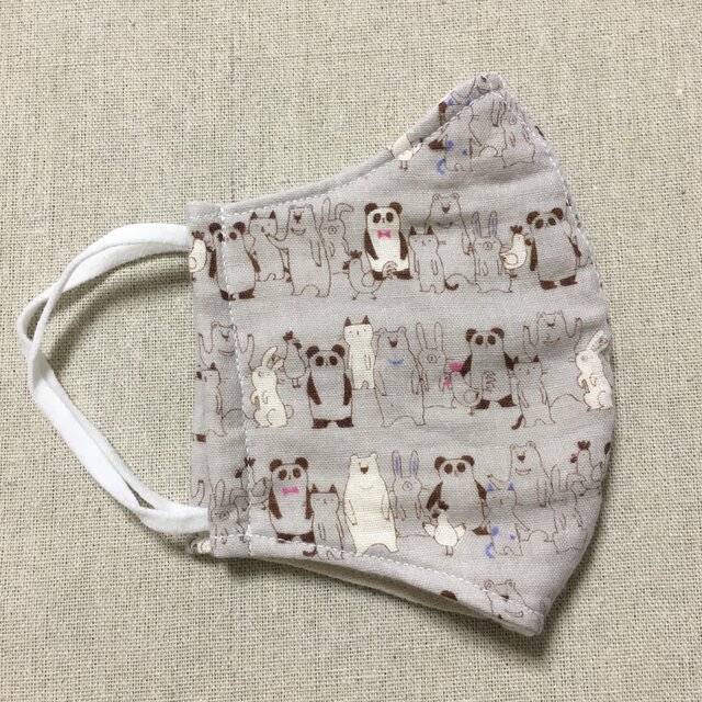 動物柄ガーゼマスクの画像1枚目