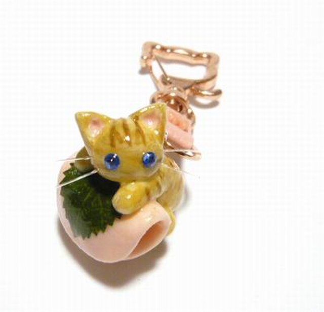 にゃんこのしっぽ○桜餅キーホルダー〇桜〇茶とら〇猫 | iichi 日々の