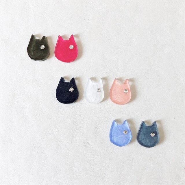 きらりキャットアイ 猫 ピアス プラバン Iichi ハンドメイド クラフト作品 手仕事品の通販