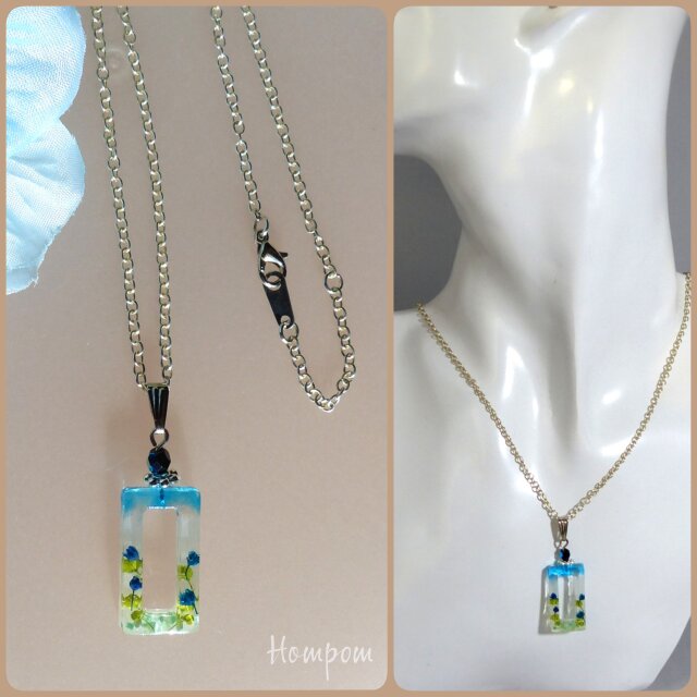 20n002 香水瓶のドライフラワーのネックレス ホムポム