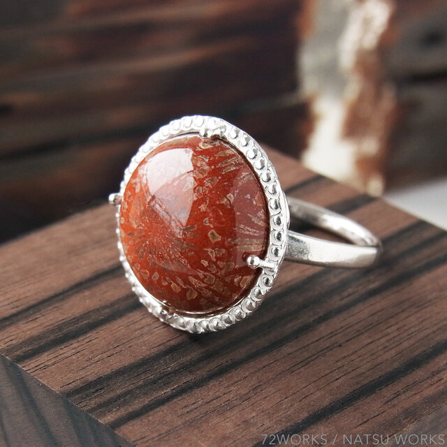 珪化サンゴ・コーラル ＊ Fossil Coral Ring