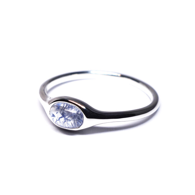 ミニオーバル・デュモルチェライトインクォーツSVリング【Pio by Parakee】dumortierite quartzの画像1枚目