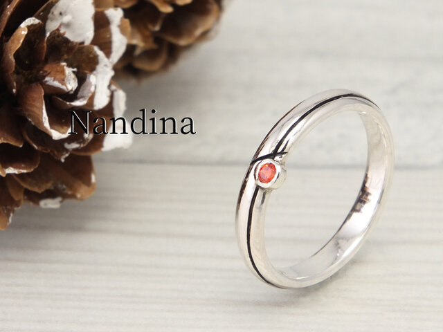 R-NandinaW3 ナンテンリング 幅3mm <鏡面,ツヤ消しサテン 指定可>の画像1枚目