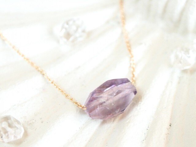 14KGF Pastel Stone Necklace (Amethyst) 【20%OFF】の画像1枚目