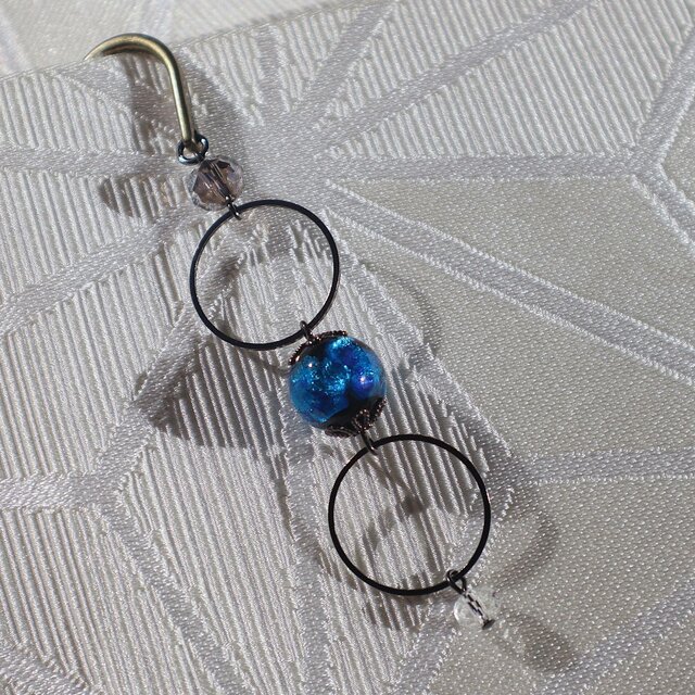 ブックマーク ほたる玉 かんざし 蓄光 とんぼ玉 ブルー 青 | iichi