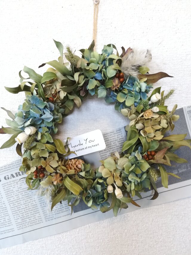 （送料無料）ドライフラワーリース　アンティークな、