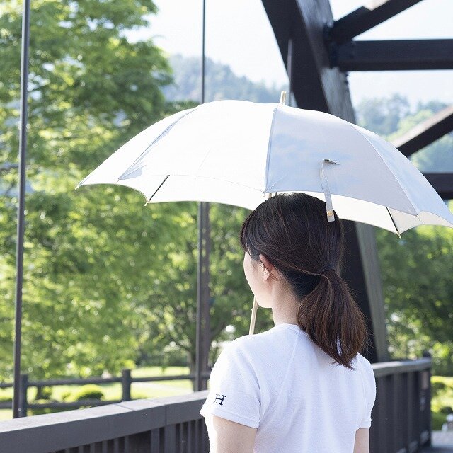 【晴雨兼用 ショート傘】 こもれび ブナ ライトブルーの画像1枚目