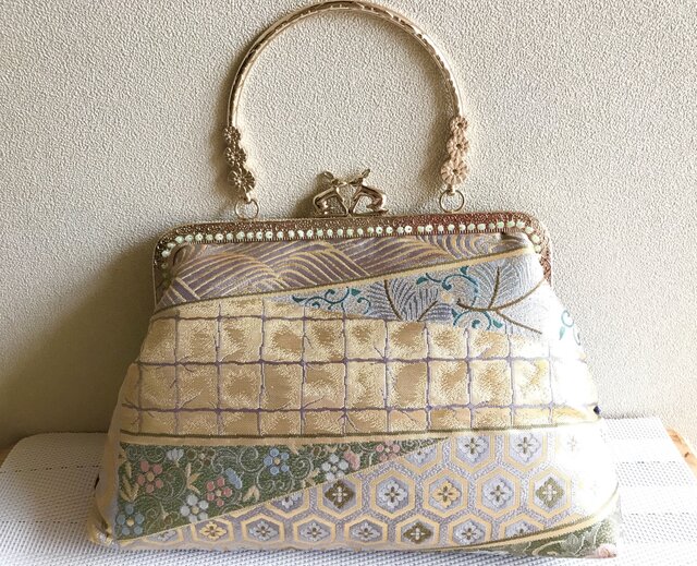 がまぐちバッグ・クリムト風 黄金時代・3 ・うさぎさん金具の画像1枚目