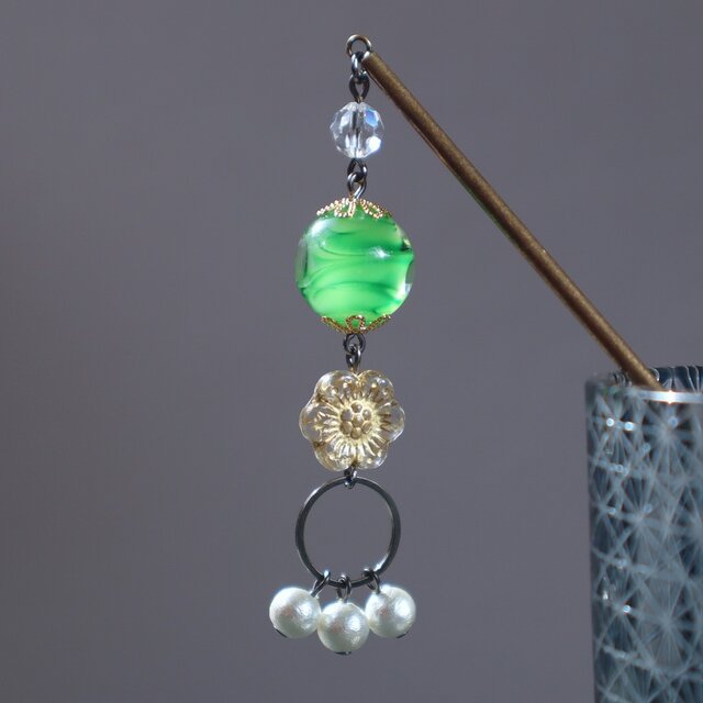 かんざし 一本 とんぼ玉 普段使いにもおすすめ 大阪のガラス工芸品