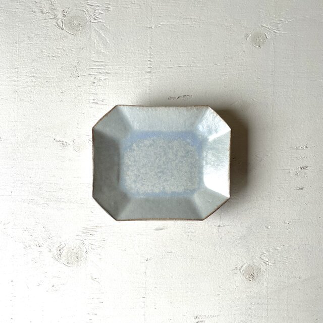 セピアブルー釉　八角プレート（小）