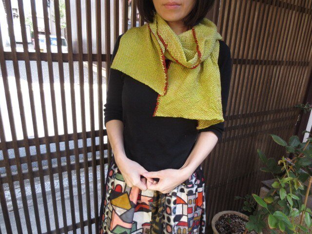 着物リメイク☆お顔が華やぐ絞りのストール幅34㎝の画像1枚目