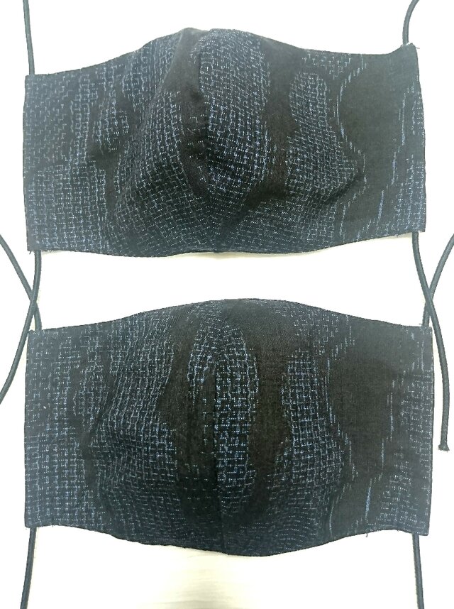 ML20ｂ　紬マスク（Lサイズ・紺・雲柄）