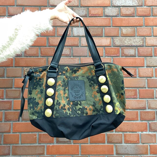 大人かっこいいボストンバッグ＊M＊テントフレックターン柄＊ドイツ軍