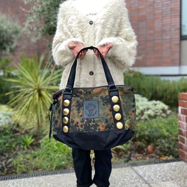 大人かっこいいボストンバッグ＊M＊テントフレックターン柄＊ドイツ軍