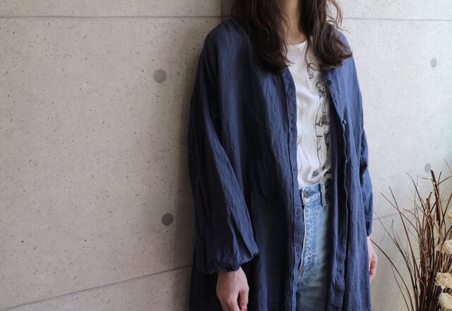 ワッシャーリネン100 カーディガンワンピース Iichi ハンドメイド クラフト作品 手仕事品の通販